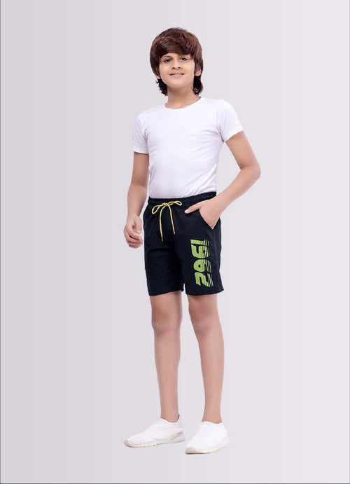 1962 Printed Dark Grey Color Polyester Lycra Shorts for Boys - ParrotCrow
