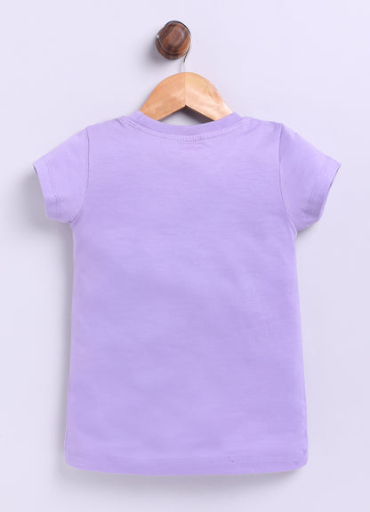 Be Kind Love Printed Cotton T-Shirt for Girls - Violet