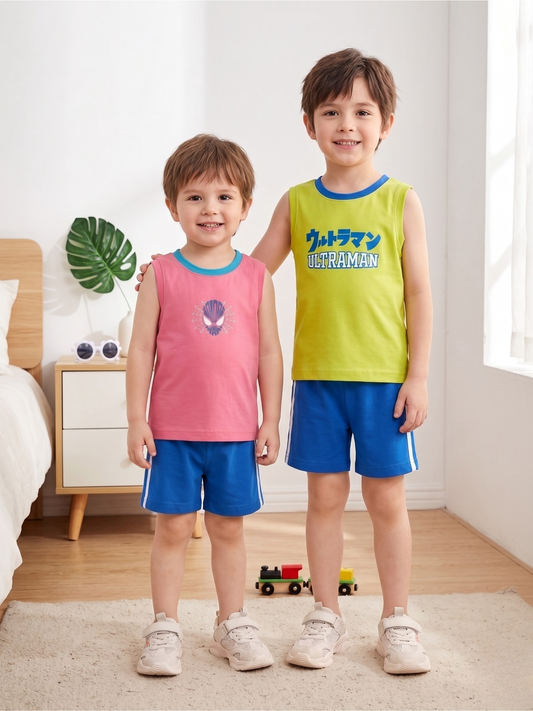 Boys Sleeveless T-Shirt & Shorts Set - Pack of 2