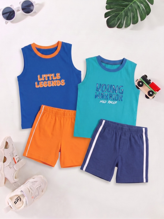 Boys Sleeveless T-Shirt & Shorts Set - Pack of 2