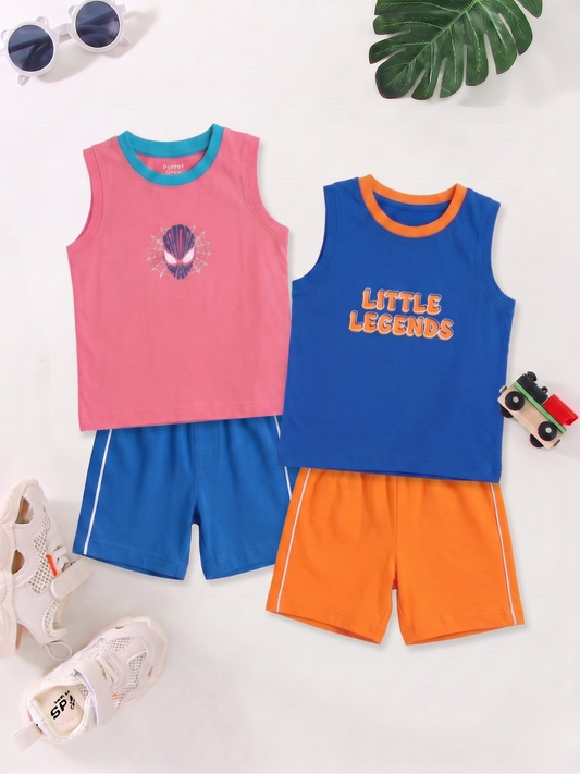 Boys Sleeveless T-Shirt & Shorts Set - Pack of 2
