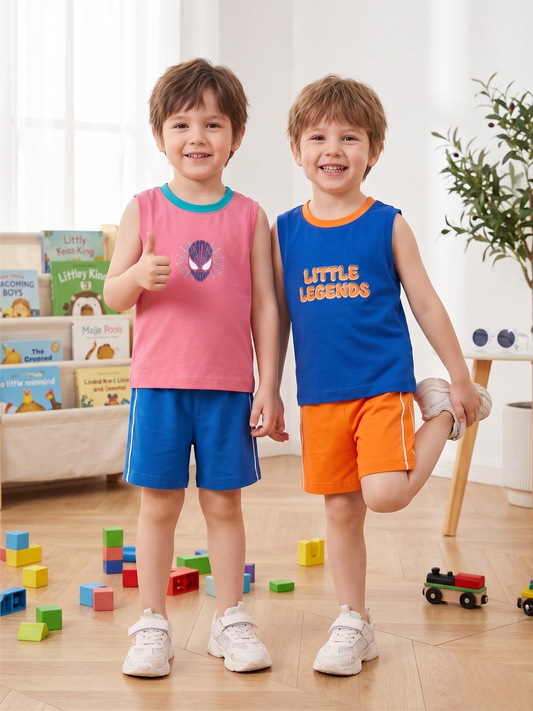 Boys Sleeveless T-Shirt & Shorts Set - Pack of 2