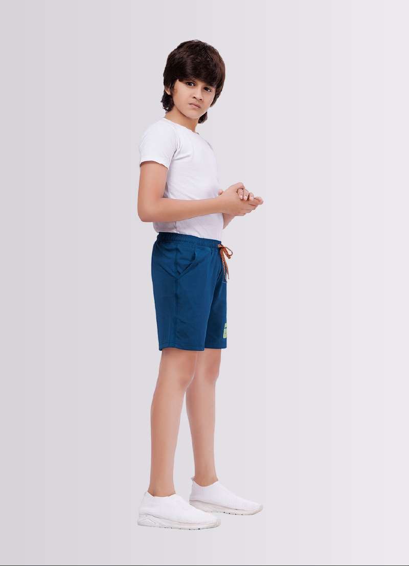 87 Printed AirForce Blue Color Polyester Lycra Shorts for Boys - ParrotCrow