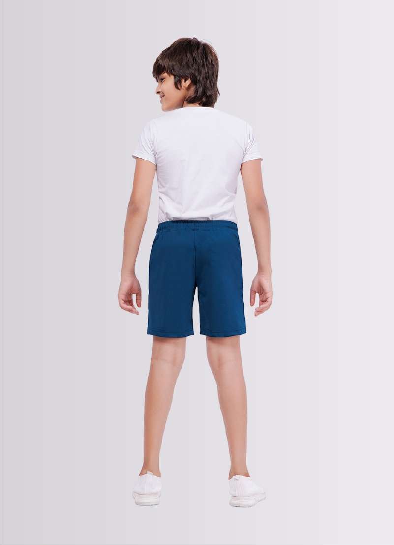87 Printed AirForce Blue Color Polyester Lycra Shorts for Boys - ParrotCrow