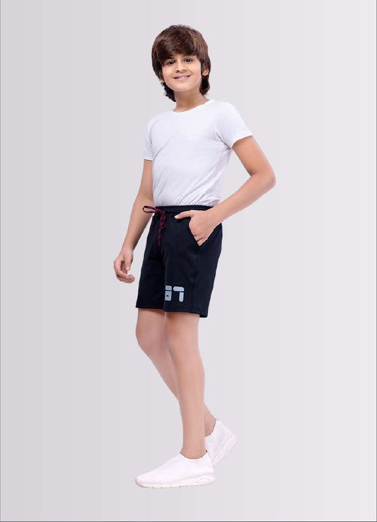 87 Printed Navy Color Polyester Lycra Shorts for Boys - ParrotCrow
