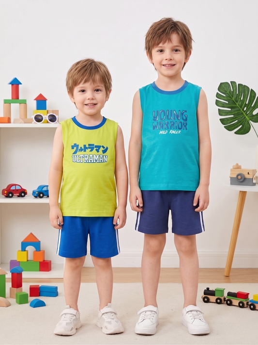 Boys Sleeveless T-Shirt & Shorts Set - Pack of 2