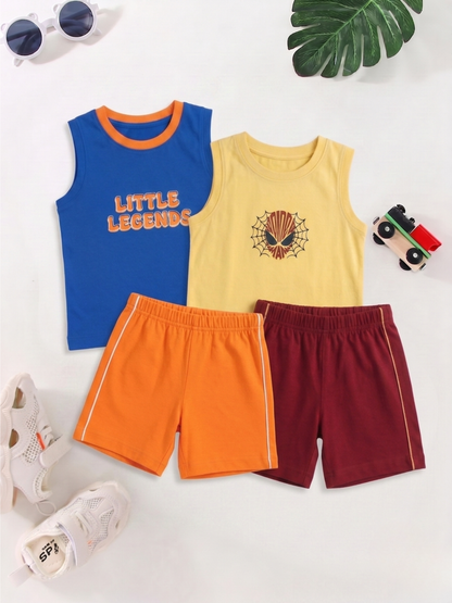 Boys Sleeveless T-Shirt & Shorts Set - Pack of 2