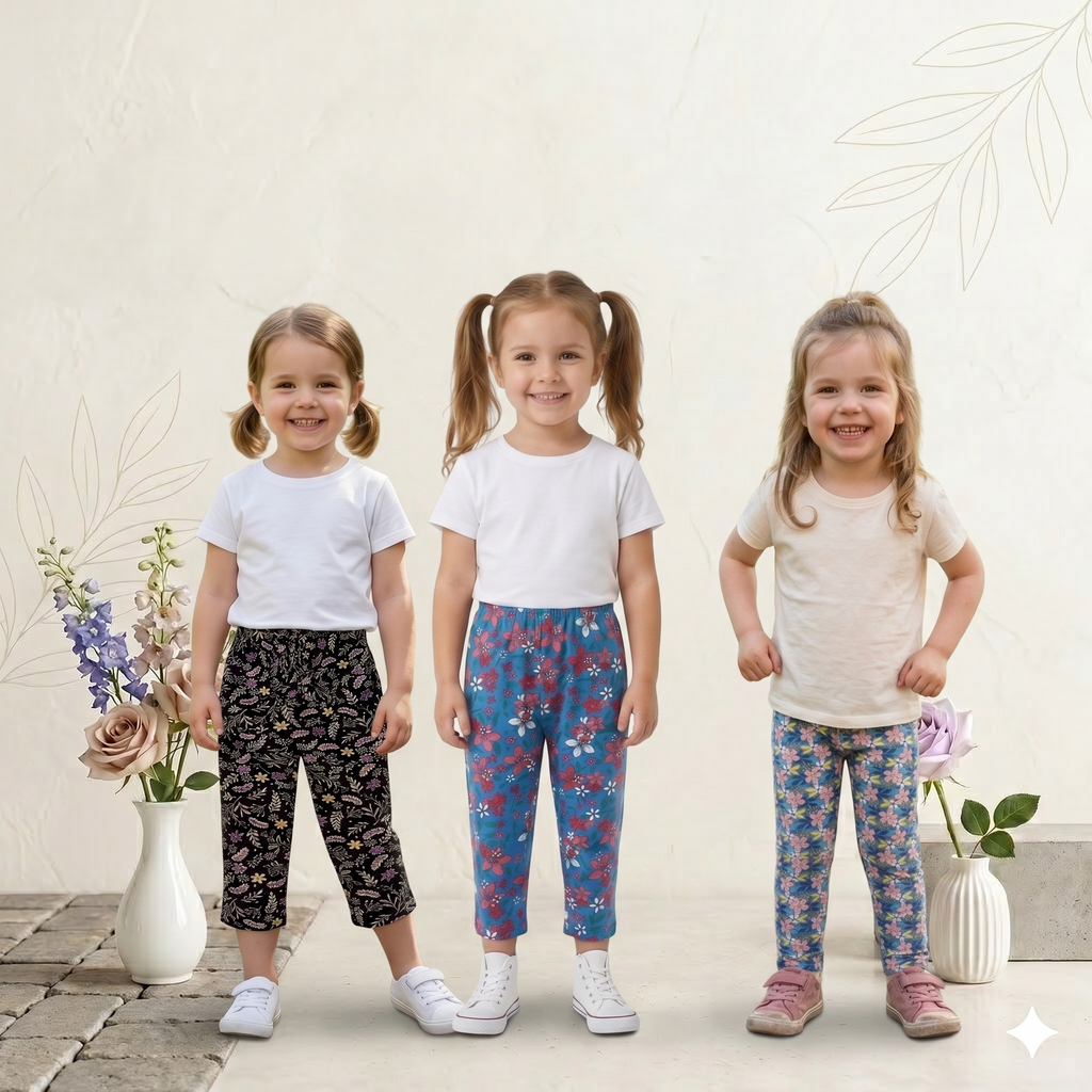 Girls Printed Pants - Pack of 3