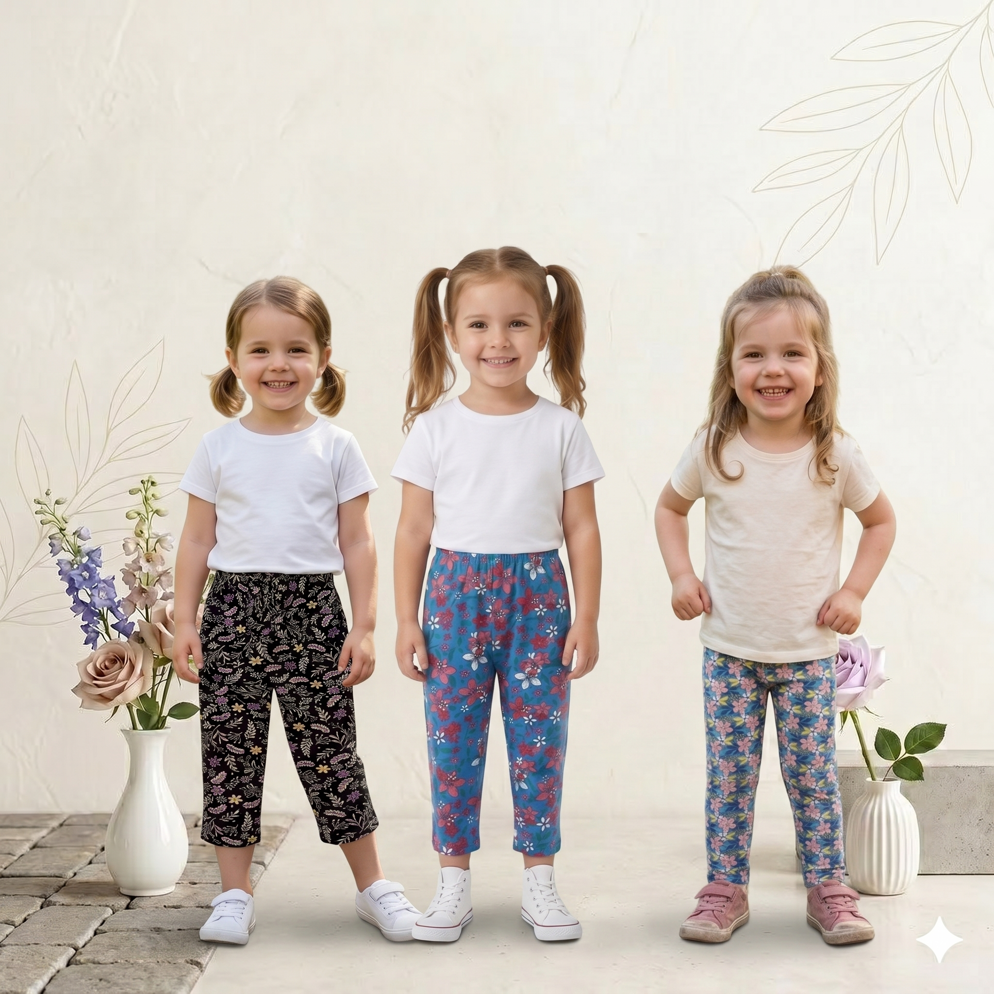 Girls Printed Pants - Pack of 3