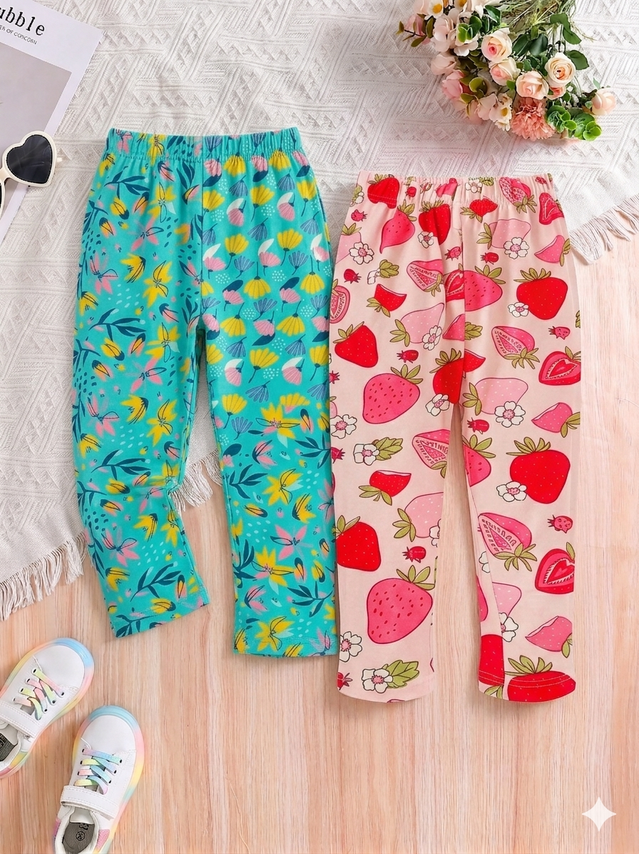 Girls Printed Pants - Pack of 2