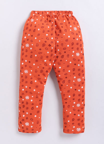 Orange Cotton Pyjama Pants for Girls