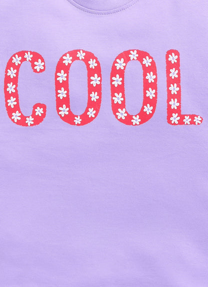 Cool print Cotton T-Shirt for Girls - Violet