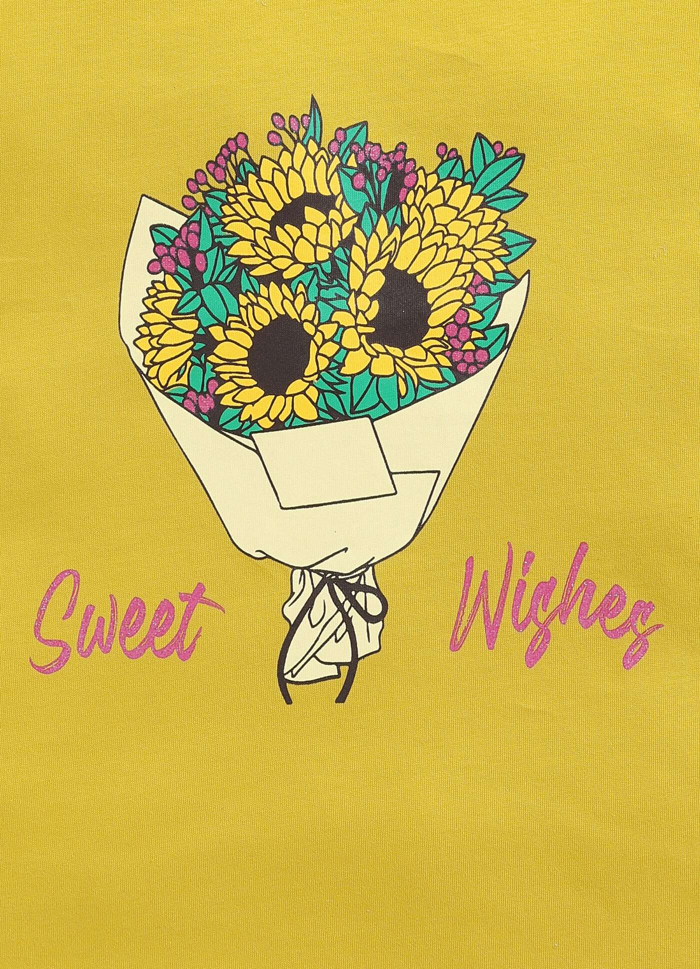 Sweet Wishes Bouquet Print Cotton T-Shirt for Girls