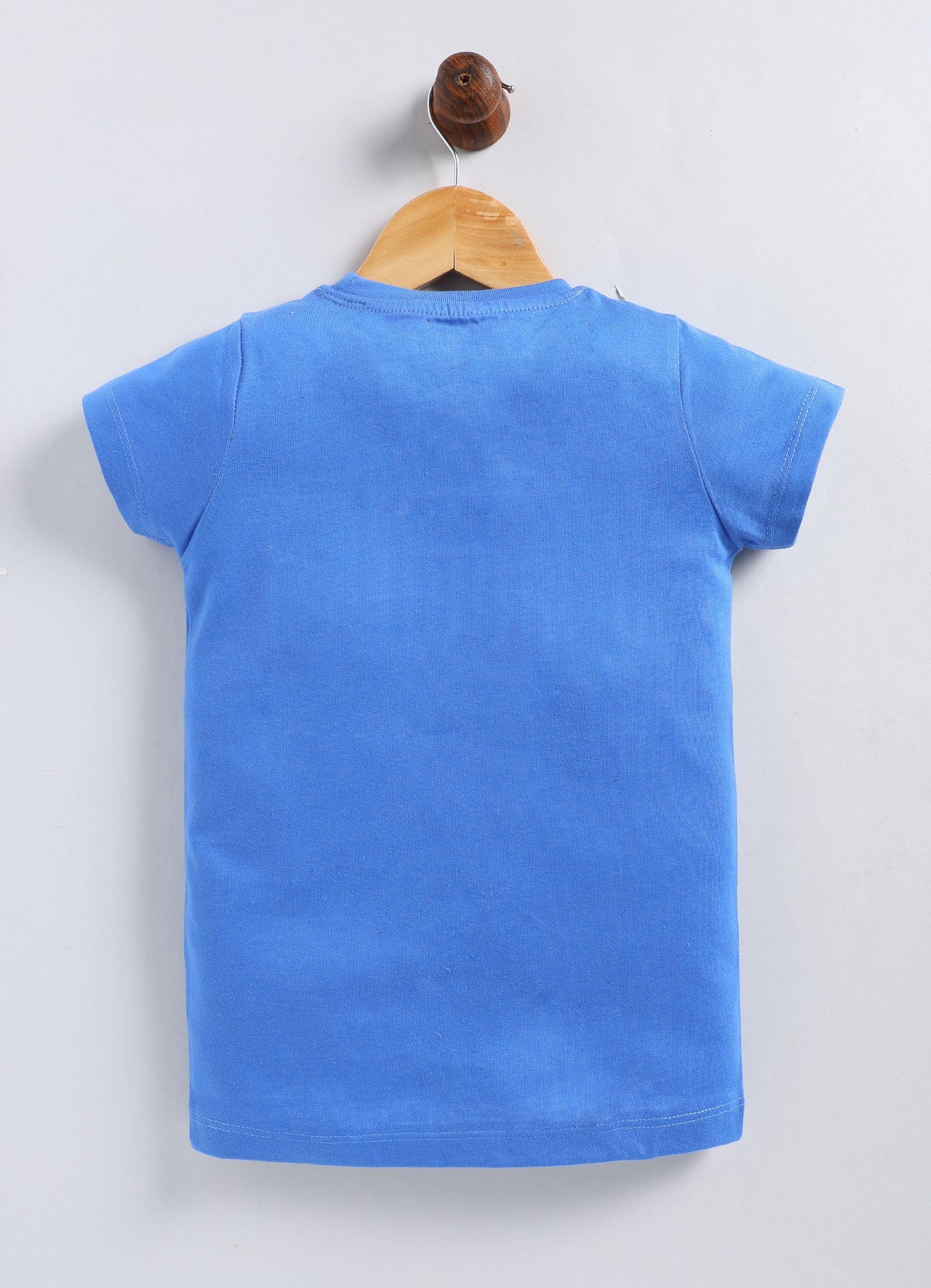 Happy Kiddo Printed Cotton T-Shirt for Girls - Denim Blue