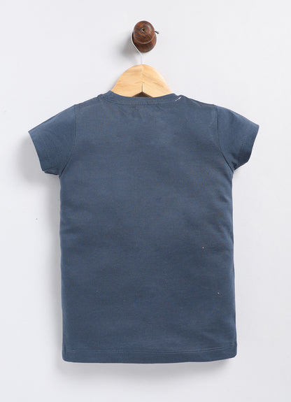 You know you're a diamond Printed Cotton T-Shirt for Girls - Navy