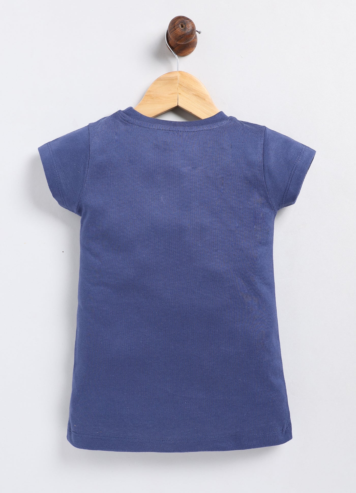 Be Kind to all kinds Printed Cotton T-Shirt for Girls - Navy