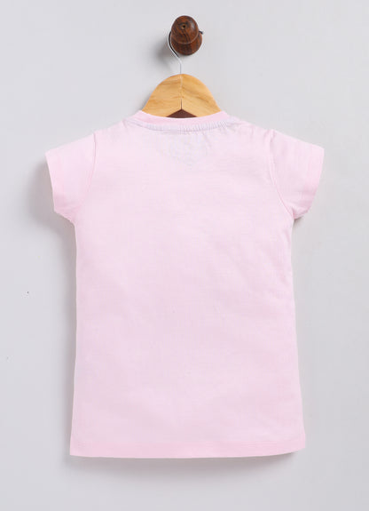 It’s a party Print Cotton T-Shirt for Girls - Pink