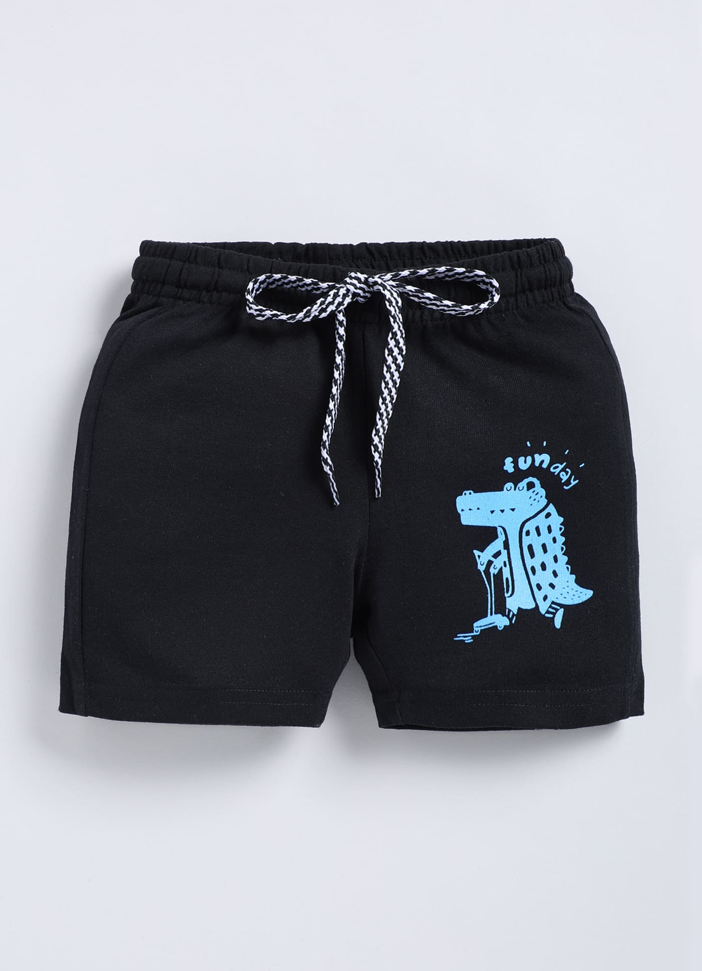 Black Cotton Shorts For Boys