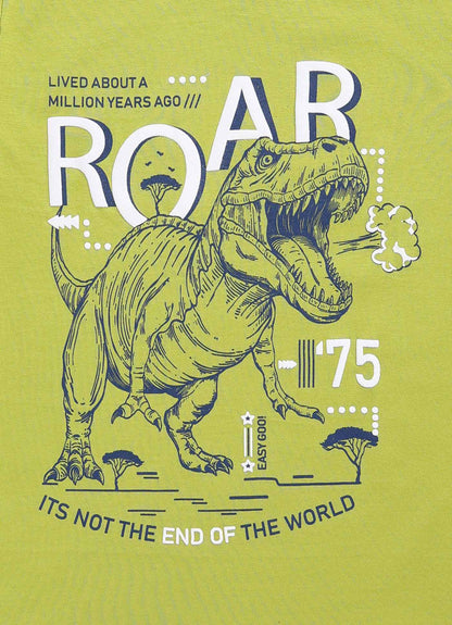 Roar Cotton Midnight Lemon Green T-Shirt for Boys – Soft & Comfortable