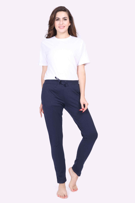 Navy yoga jogger pants for women – front view

