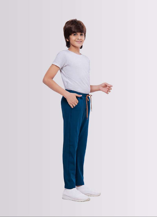 Airforce Blue Color Polyester Lycra Jogger Track Pant for Boys - ParrotCrow