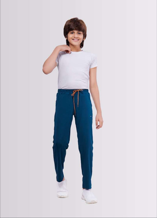 Airforce Blue Color Polyester Lycra Jogger Track Pant for Boys - ParrotCrow