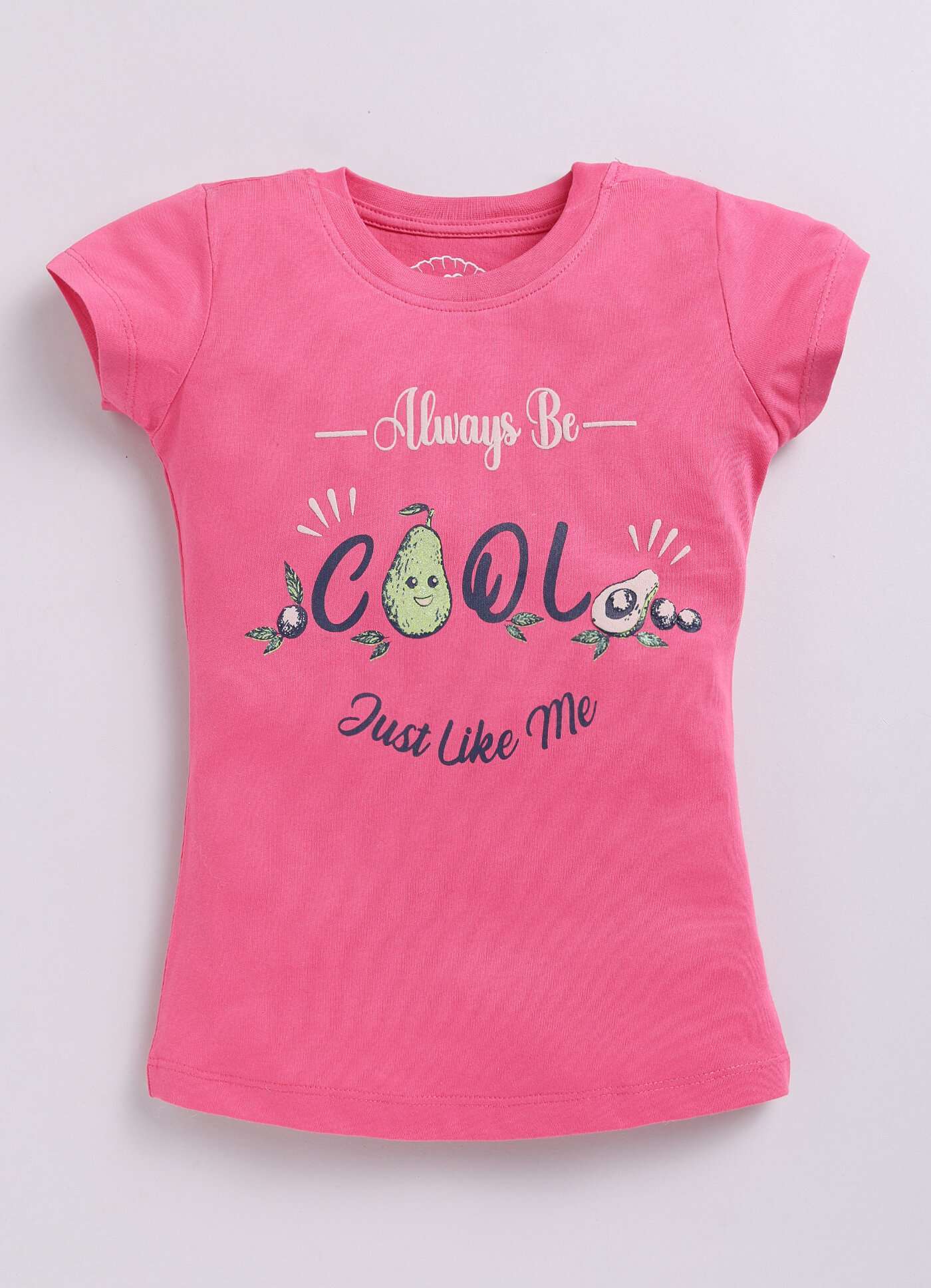 Always Be Cool Text Printed Cotton T-Shirt for Girls - ParrotCrow