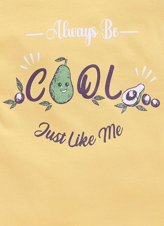Always Be Cool Text Printed Cotton T-Shirt for Girls - ParrotCrow