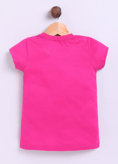 Be Kind Love Printed Cotton T-Shirt for Girls - Dark Pink - ParrotCrow