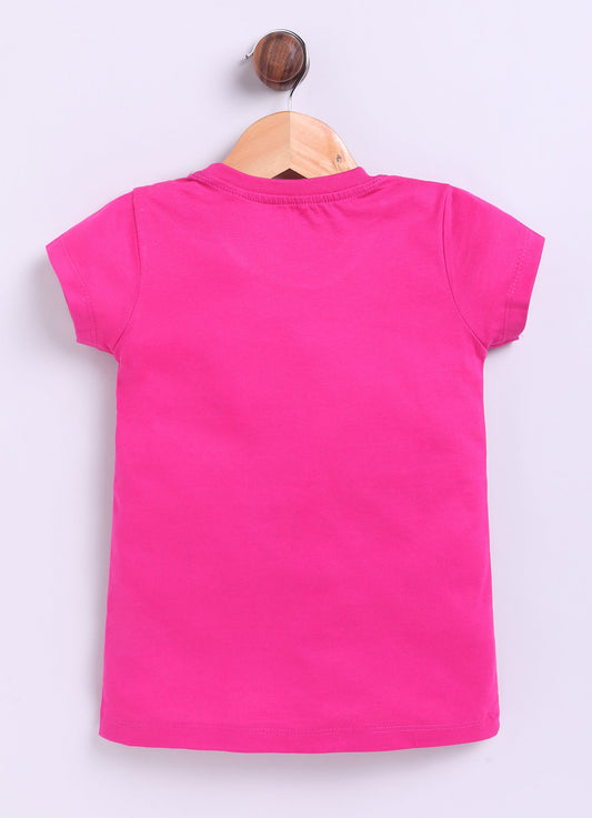 Be Kind Love Printed Cotton T-Shirt for Girls - Dark Pink - ParrotCrow