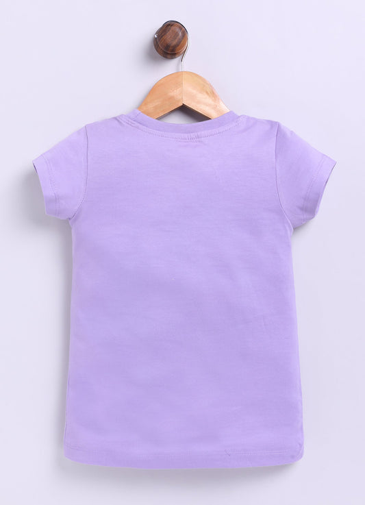 Be Kind Love Printed Cotton T-Shirt for Girls - Violet - ParrotCrow
