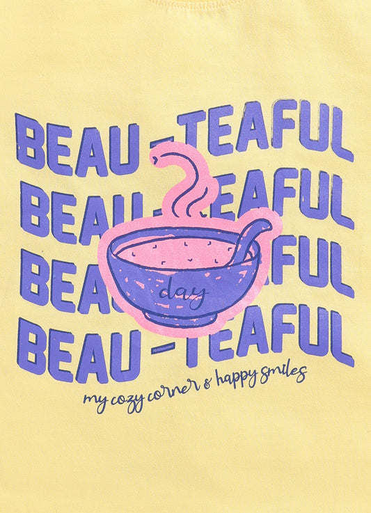 Beauteaful Printed Cotton T-Shirt for Girls - Yellow - ParrotCrow