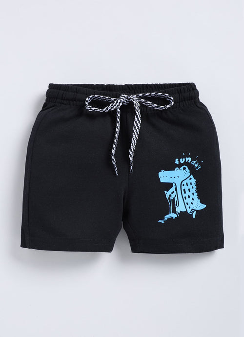 Black Cotton Shorts For Boys - ParrotCrow
