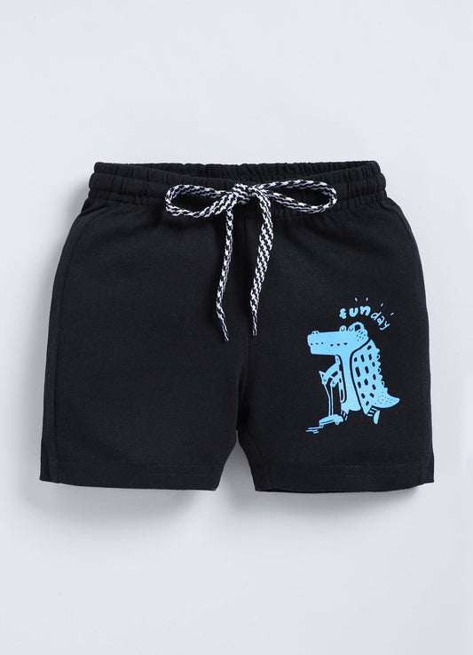 Black Cotton Shorts For Boys - ParrotCrow