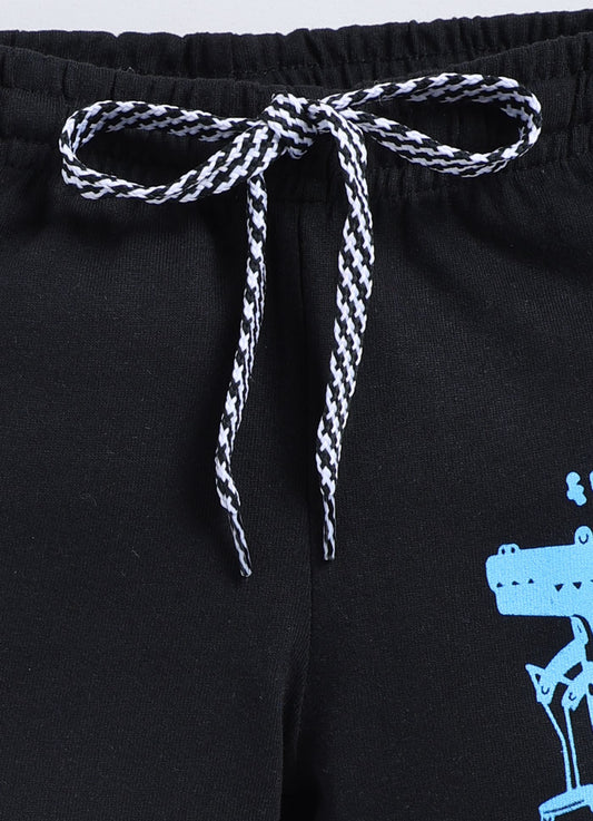 Black Cotton Shorts For Boys - ParrotCrow