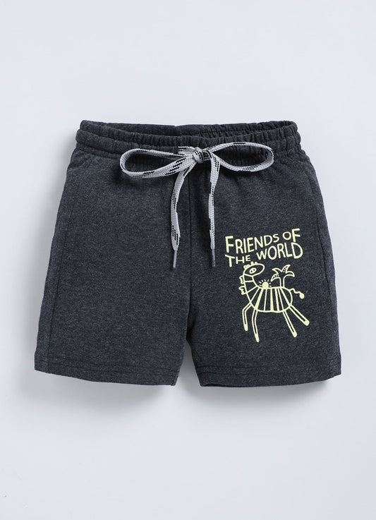 Black Melange Cotton Shorts for Boys – Soft & Comfortable - ParrotCrow