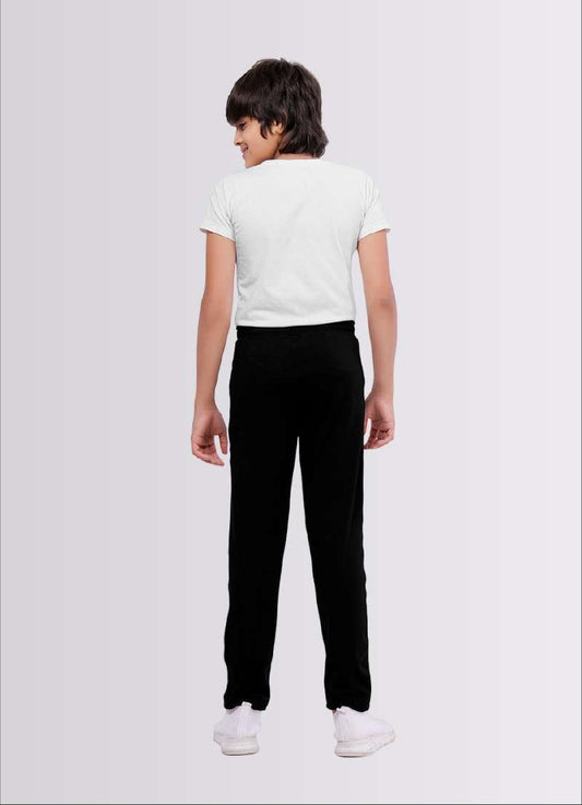 Black Polyester Lycra Jogger Track Pants for Boys – Trendy & Comfortable - ParrotCrow