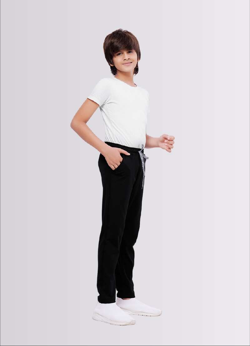 Black Polyester Lycra Jogger Track Pants for Boys – Trendy & Comfortable - ParrotCrow