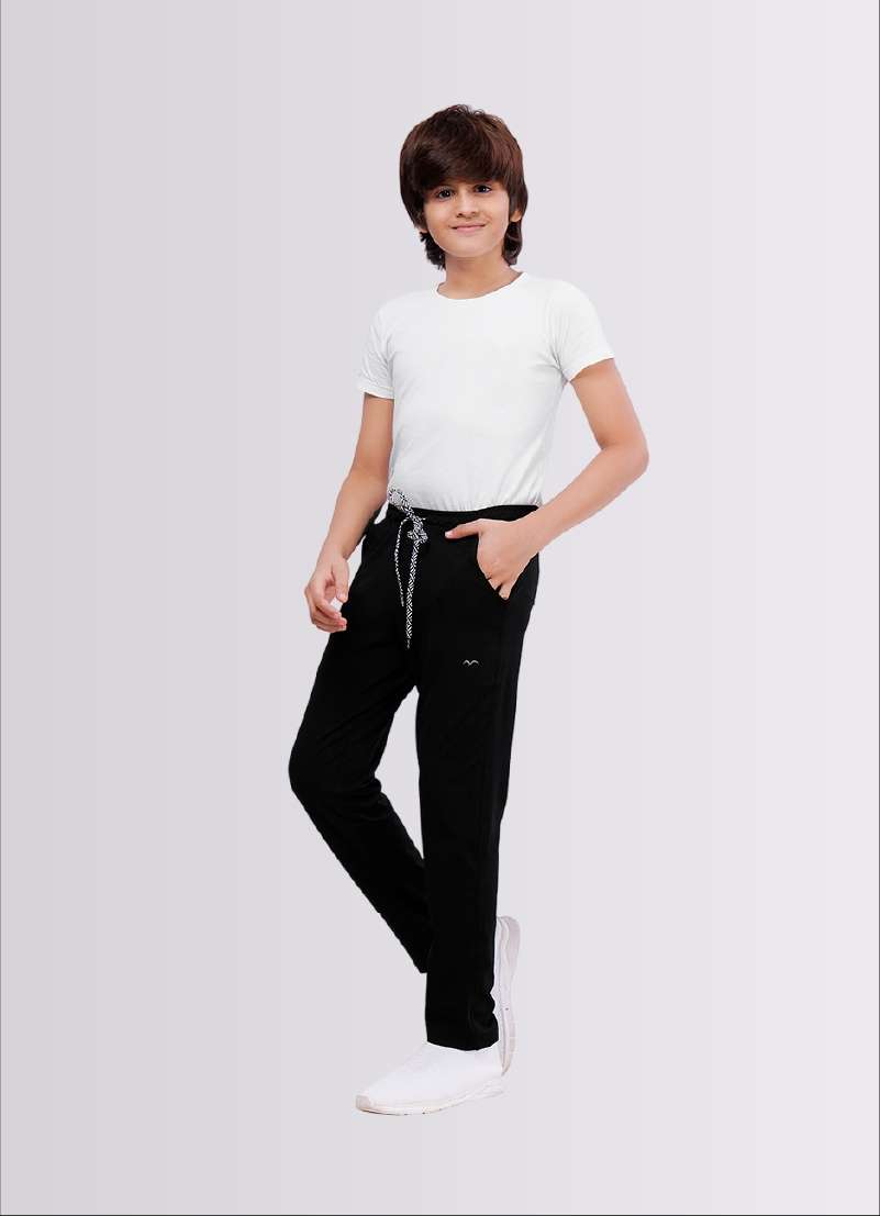Black Polyester Lycra Jogger Track Pants for Boys – Trendy & Comfortable - ParrotCrow