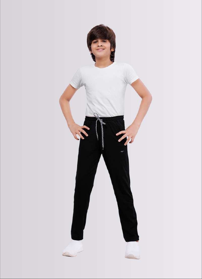 Black Polyester Lycra Jogger Track Pants for Boys – Trendy & Comfortable - ParrotCrow