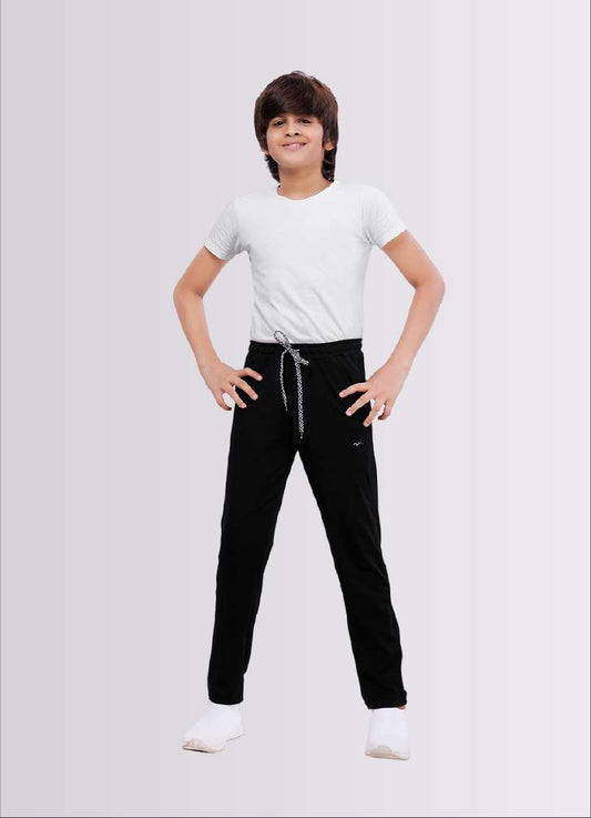 Black Polyester Lycra Jogger Track Pants for Boys – Trendy & Comfortable - ParrotCrow