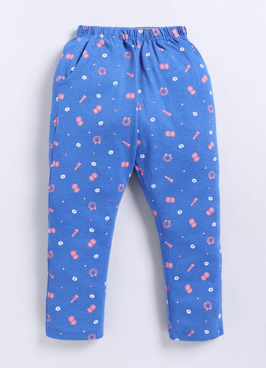 Blue Cotton Pyjama Pants for Girls - ParrotCrow