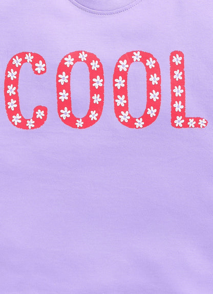 Cool print Cotton T-Shirt for Girls - Violet - ParrotCrow