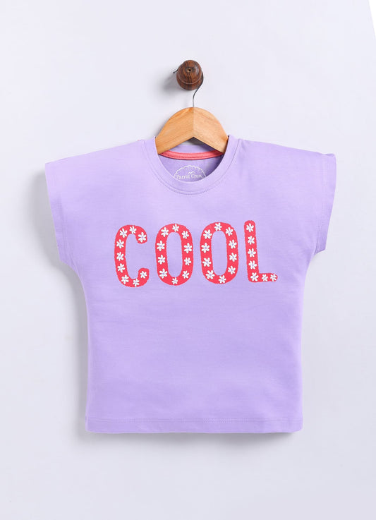 Cool print Cotton T-Shirt for Girls - Violet - ParrotCrow