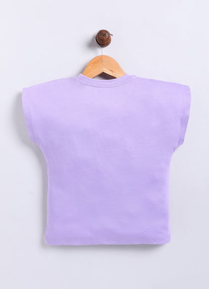 Cool print Cotton T-Shirt for Girls - Violet - ParrotCrow