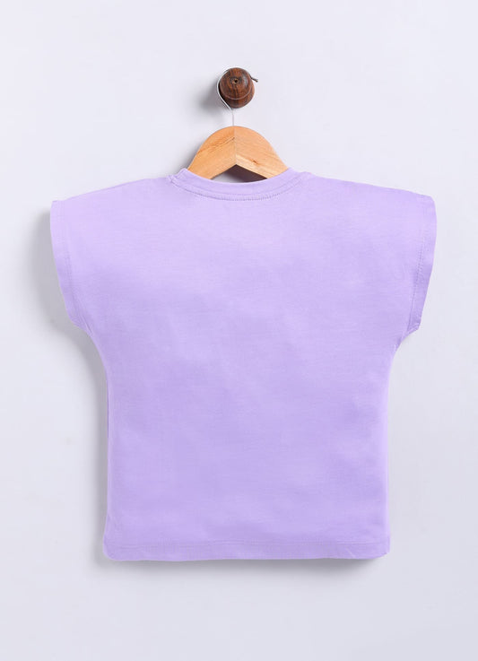 Cool print Cotton T-Shirt for Girls - Violet - ParrotCrow