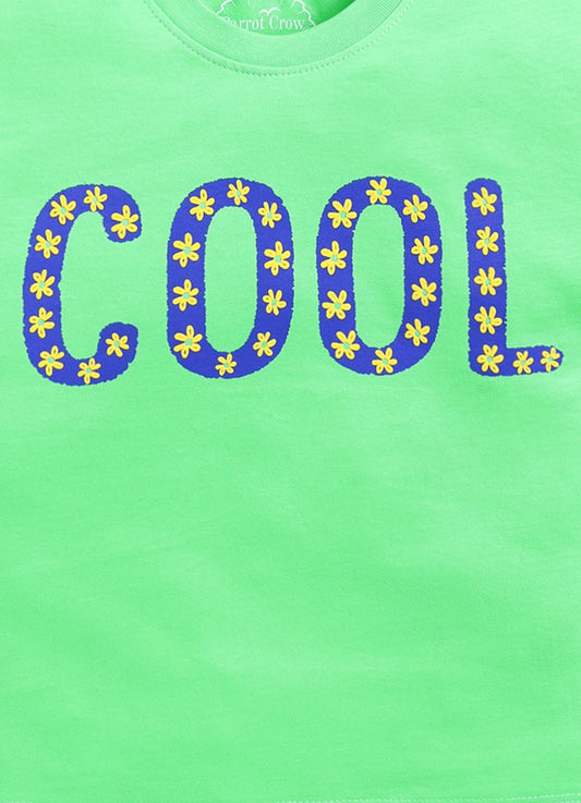 Cool Printed Cotton T-Shirt for Girls - Lime Green - ParrotCrow