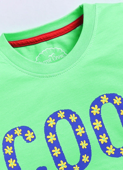 Cool Printed Cotton T-Shirt for Girls - Lime Green - ParrotCrow