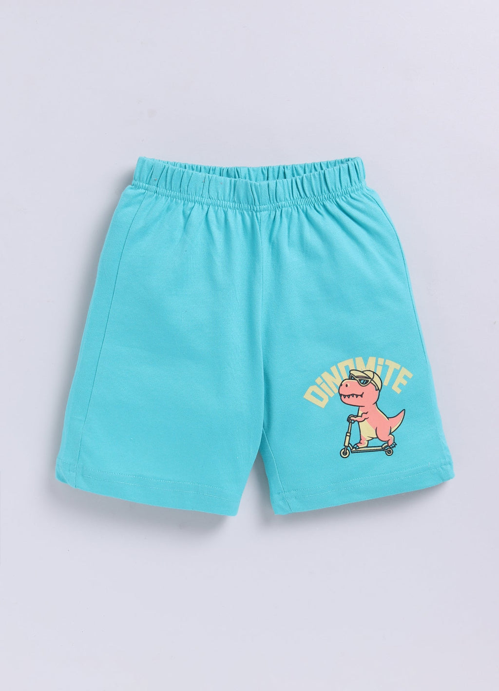 Dino - Mite Print T-Shirt & Aqua Shorts Set for Boys (Blue & Mint Green) - ParrotCrow