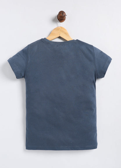 Do Nuts For You Printed Cotton T-Shirt for Girls - Navy - ParrotCrow